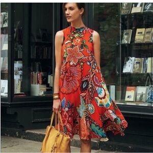 Maeve Silk Vibrant Floral Midi Dress